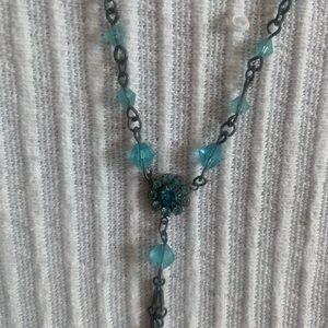 Turquoise Crystal Drop Y Necklace - Women Jewelry